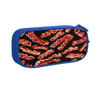 EdsfFehs Trousse à crayons de grande capacité avec fermeture éclair double couche Motif bacon, bleu, Taille unique, Ensemble cartable