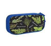 EdsfFehs Trousse à crayons de grande capacité avec fermeture éclair double couche Motif basilic thym aneth et romarin, bleu, Taille unique, Ensemble cartable