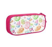 EdsfFehs Trousse à crayons de grande capacité avec fermeture éclair double couche Motif cupcakes beignets muffins sucre, rose, Taille unique, Ensemble cartable