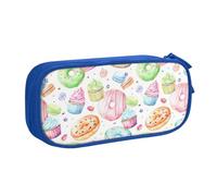EdsfFehs Trousse à crayons de grande capacité avec fermeture éclair double couche Motif cupcakes beignets muffins sucre, bleu, Taille unique, Ensemble cartable