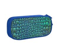 EdsfFehs Trousse à crayons de grande capacité avec fermeture éclair double couche Motif peau d'alligator, bleu, Taille unique, Ensemble cartable
