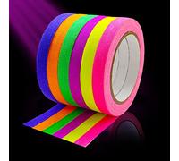 EDSRDRUS Ruban lumineux noir très résistant - 6 couleurs fluorescentes vives de 1,27 cm, 1,5 cm de large - Ruban adhésif super lumineux pour scène d'anniversaire (6,35 mm x 5 m)