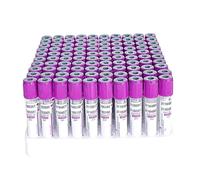 EDTA K2 Lot de 100 tubes de prélèvement sanguin sous vide en verre, 2 ml/5 ml/10 ml, bouchon à vis violet, pour utilisation en laboratoire