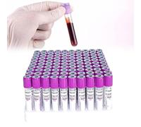 EDTA Lot de 100 tubes de prélèvement sanguin 5 ml avec bouchons à vis violets pour utilisation en laboratoire