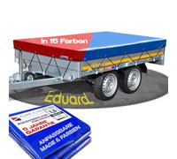 Eduard Bâche de remorque de qualité supérieure, sur mesure, bâche plate pour remorque de voiture, bâche imperméable en tissu PVC, avec accessoires de remorque (rouge, dimensions intérieures 230 x 145