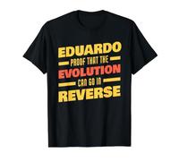 Eduardo Evolution Peut Aller en Sens Inverse en Disant « Funny Eduardo » T-Shirt Graphique avec Valeur, Homme, Noir, XL