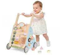 EDUBEBO Chariot de Marche Bébé en Bois 9 en 1 - Trotteur Bébé Évolutif avec Hauteur & Vitesse Ajustables, Table d'Activité & Jouet Bébé 1 An pour Garçon et Fille 12-36 Mois