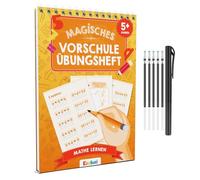 Edubini Cahiers d'exercices magiques préscolaires à partir de 5 ans pour garçons et filles - [Cahier + stylo] - Cahiers d'apprentissage réutilisables pour l'école maternelle - Apprentissage de