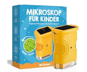 Edubini Microscope numérique pour enfants [grossissement 1000x] - Microscope de poche portable pour le jardin, la forêt et les expériences - Jouet microscope pour enfants avec écran HD numérique