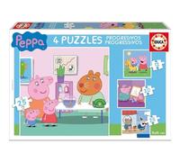 Educa 16817, Peppa Pig, set de puzzles 4in1 avec 12/16/20/25 pièces, puzzle pour enfants à partir de 3 ans