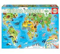 Educa 18115 World Map Animals Puzzle, 150 Pieces, Multicoloured, Sin Talla MapMu