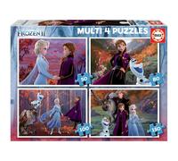 Educa 18640, La reine des glaces 2, set de puzzles 4 en 1 de 50/80/100/150 pièces pour les enfants à partir de 5 ans, ELSA et Anna, Olaf, Disney, Frozen II