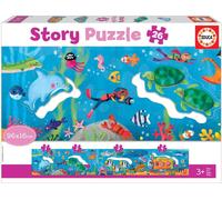 Educa 18902, Monde sous-marin, puzzle à histoires 26 pièces enfants à partir de 3 ans, puzzle à histoires, animaux marins