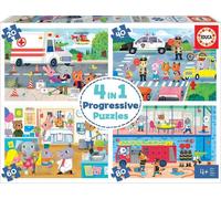 Educa 18903 Héros du quotidien 4in1 Puzzle pour enfants avec 20 40 60 et 80 pièces