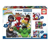 Educa 19295, Spidey et ses super amis, set de puzzles 4 en 1 avec 12/16/20/25 pièces, puzzle pour enfants à partir de 3 ans, Spiderman, Marvel