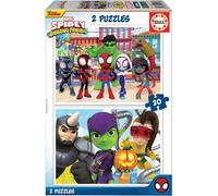 Educa 19296, Spidey et ses super amis, set de puzzles de 2 x 20 pièces pour enfants à partir de 3 ans, Spiderman, Marvel