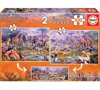 Educa Borrás – Puzzle Animaux sauvages – 2 x 100 pièces – Orange G