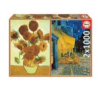 Educa 2 X Tournesols Et Puzzle De Nuit Sur La Terrasse Du Café 1000 Pièces