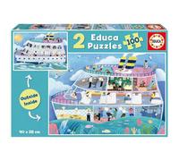 Educa Borrás - Ensemble 2 puzzles pour enfants 100 pièces 40 x 28 cm Bateau ext./int. Dès 6 ans