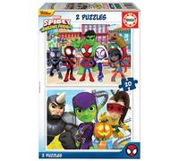 Educa - 2x20 Spidey & Son Amazing Amis | 2 Puzzles en Carton avec 20 pièces, Double départ | Mesure approximative de Chaque Puzzle: 28 x 20 cm | À partir de 3 Ans (19296)