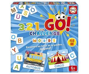 Educa - 3,2,1... GO Challenge Words | Trouvez Les Lettres de Votre Palabra Avant Que Personne avec 48 Mots et 150 Lettres majuscules | 2 à 5 Joueurs | Partir de 6 Ans (19391)