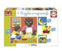 Puzzle - EDUCA - Petit Ours Brun : 4 puzzles progressifs pour enfants de 12 à 25 pièces dès 3 ans