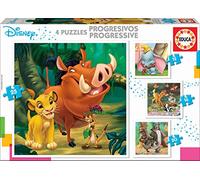 Educa - Animaux Disney | 4 Puzzles Enfant Progressifs, 12/16/20/25 pièces | Recommandé à partir de 3 Ans (18104)