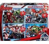 Educa Borrás – Puzzles enfant Avengers – 4 puzzles progressifs 50/80/100/150 pièces +5 ans