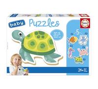 Educa - Baby Puzzles Animaux actuatiques | Ensemble de 5 Puzzles de bébé progressif de 3 à 5 pièces pour Apprendre avec différents Niveaux de difficulté. Recommandé de 24 Mois (19951)