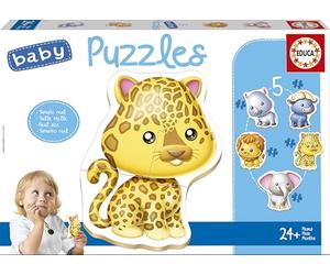 Educa - Baby Puzzles. Animaux Sauvages. 5 Puzzles progressifs pour bébés. Recommandé à partir de 24 Mois (14197)