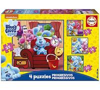 Educa - Blue'S Clues Puzzles, Lot De 4 Puzzles Progressifs Pour Enfants De 12 À 25 Pièces. Taille Approximative Une Fois Assemblé : 16 X 16 Cm. Composé De Grandes Pièces. Recommandé Plus 3 Ans (19398)