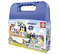 Educa Borrás Puzzle Bluey 2 puzzles 48 pièces – Jeu éducatif – Carton recyclé – Valise – Dès 5 ans