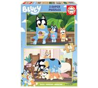 Educa - Bluey : Lot de 2 Puzzles en Bois pour Enfants de 16 pièces chacun. Taille : 26 x 18 cm. Composé de Grandes pièces Parfaitement finies. Recommandé pour Les Enfants de 3 Ans et Plus (19406)