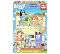 Educa Borrás – Puzzle en bois Bluey, lot 2 x 50 pièces, 28 x 20 cm, grandes pièces, dès 5 ans