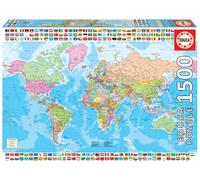 Educa Borras 18500 Map of The World with Flags 1500 Piece Jigsaw Puzzle, Multico