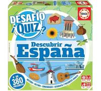 Educa Borrás Desafío Quiz Descubrir España, Juego de mesa familiar de 380 preguntas de historia, tra