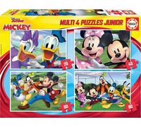 Educa Borrás-Multi 4 Puzzles Junior de 20, 40, 60 et 80 pièces, Mickey et ses amis, à partir de 5 ans (18627) EDUCA
