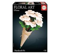 Educa - Bouquet de 6 roses blanches Art Floral |Kit de bricolage pour fabriquer roses en papier sans avoir besoin de colle ni de ciseaux | Un coffret cadeau, Plus 14 ans (20395)