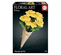 Educa - Bouquet de 6 roses jaunes Art Floral | Kit de bricolage pour fabriquer roses en papier sans avoir besoin de colle ni de ciseaux | Un coffret cadeau, Plus 14 ans (20422)