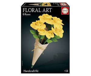 Educa - Bouquet de 6 roses jaunes Art Floral | Kit de bricolage pour fabriquer roses en papier sans avoir besoin de colle ni de ciseaux | Un coffret cadeau, Plus 14 ans (20422)