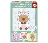 Educa - Capyfun | Coffret de 4 Puzzles progressifs pour Enfants, de 6 à 16 pièces | Dimensions : 16 x 16 cm | Recommandé pour Les Enfants de 3 à 5 Ans (20483)