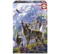 Educa Borrás Puzzle Loups sur les Rochers – 500 pièces, 34 x 48 cm, dès 11 ans