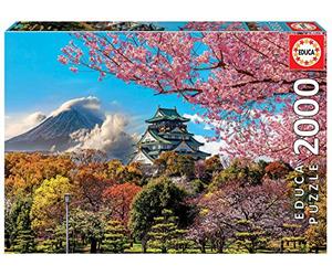 Educa - Château d'Osaka Japon Puzzle 2000 Pièces Adulte | Illustration Architecture Voyage | 96 x 68 cm | Dès 14 Ans (19276)