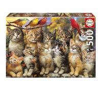 Educa - Chatons et Oiseaux Puzzle 500 pièces Adulte | Chatons Chats Oiseaux Animaux Mignons Détente | 48 x 34 cm | Dès 14 Ans (20241)