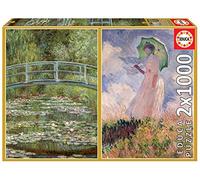 Educa - Claude Monet - Nenuar Pond + Femme avec Parapluie | 2 Puzzles de 1000 pièces chacune avec Les Meilleures œuvres de Monet | Mesure approximative: 48 x 68 cm | À partir de 14 Ans (19270)