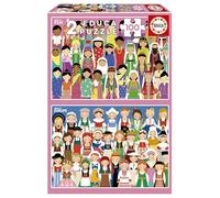 Educa - Coffret de 2 Puzzles pour Enfants de 100 pièces | Filles d'europe et d'Asie | Recommandé pour Les Enfants de 6 à 8 Ans (20478)
