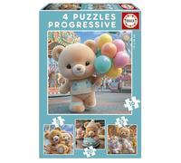 Educa - Coffret de 4 Puzzles Progressifs Ours en Peluche, 12-25 Pièces | 16 x 16 cm, Recommandé pour 3 à 5 ans, 20500