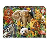 Educa Borrás – Puzzle Collage Animaux Sauvages – 500 pièces, 48 x 34 cm – Dès 11 ans