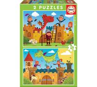 Educa - Dragons et Chevaliers. 2 Puzzles Enfant 48 pièces. +4 Ans (17151)