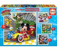 Educa - Disney Mickey Top Départ. 4 Puzzles Progressifs Enfant 12/16/20/25 pièces. +3 ans. Ref. 17629
